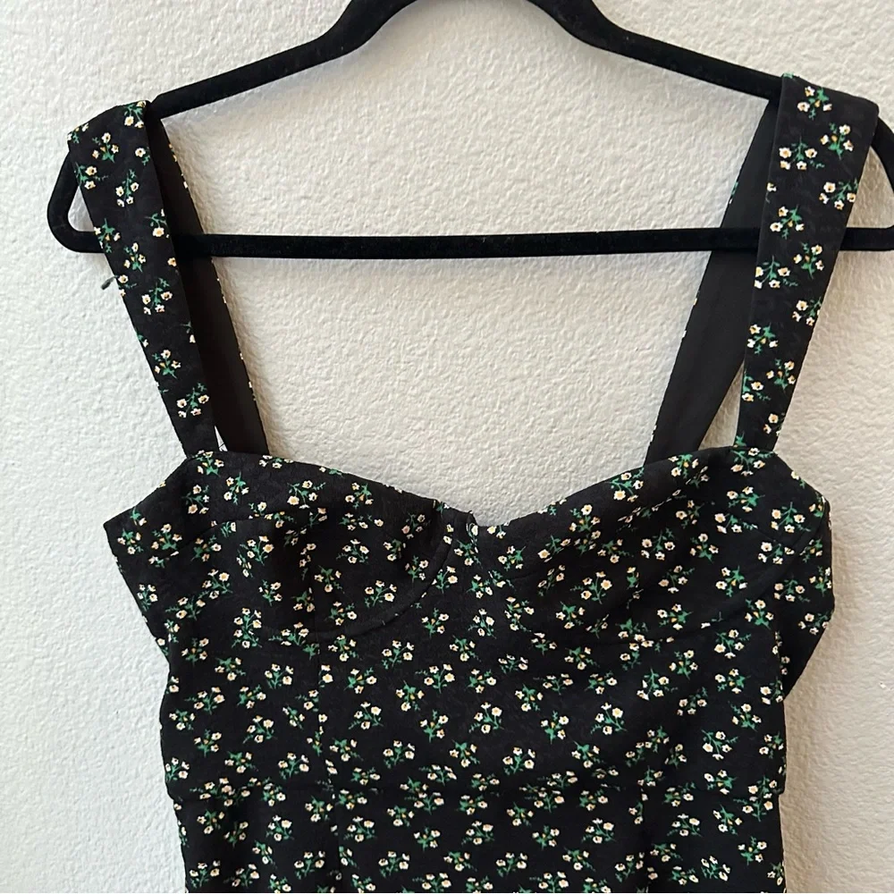 Anthropologie Hutch Ditsy Floral Corset Mini Dress Black womens M - Picture 9 of 12